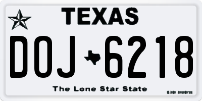 TX license plate DOJ6218