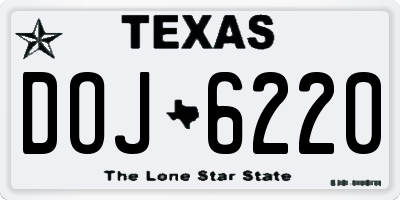 TX license plate DOJ6220