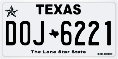 TX license plate DOJ6221