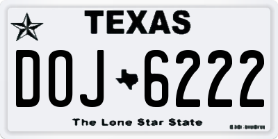 TX license plate DOJ6222