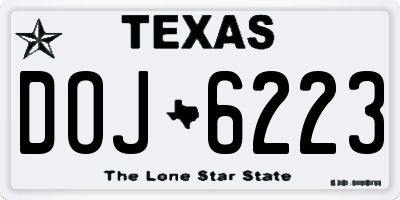 TX license plate DOJ6223