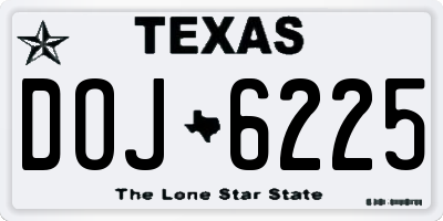 TX license plate DOJ6225