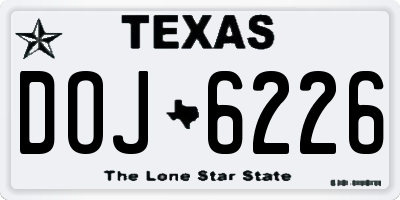 TX license plate DOJ6226