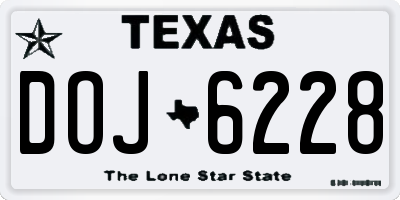 TX license plate DOJ6228