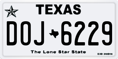 TX license plate DOJ6229