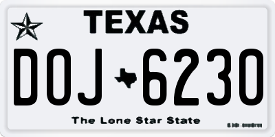 TX license plate DOJ6230