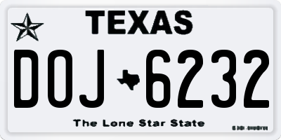 TX license plate DOJ6232