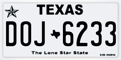 TX license plate DOJ6233