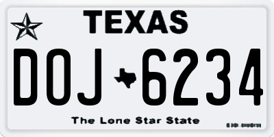 TX license plate DOJ6234