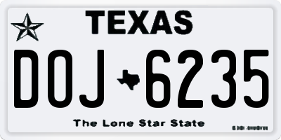 TX license plate DOJ6235