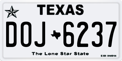 TX license plate DOJ6237