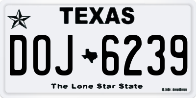 TX license plate DOJ6239