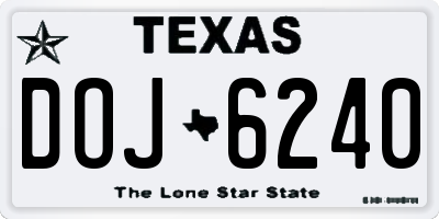 TX license plate DOJ6240