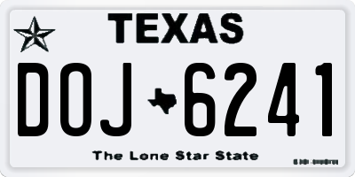 TX license plate DOJ6241