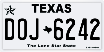 TX license plate DOJ6242