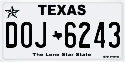 TX license plate DOJ6243