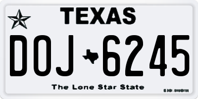 TX license plate DOJ6245