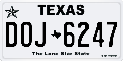 TX license plate DOJ6247