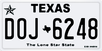TX license plate DOJ6248