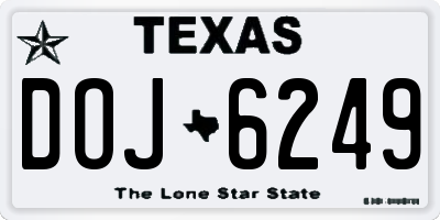 TX license plate DOJ6249