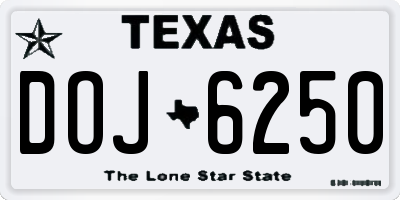 TX license plate DOJ6250