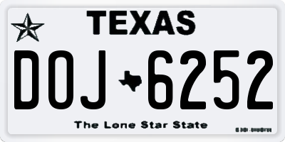 TX license plate DOJ6252