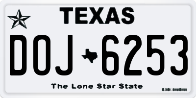 TX license plate DOJ6253
