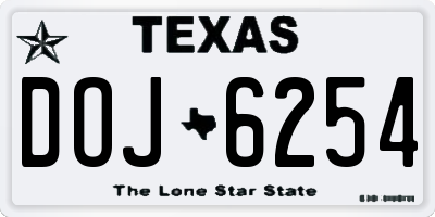 TX license plate DOJ6254
