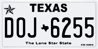 TX license plate DOJ6255