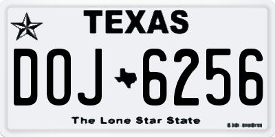 TX license plate DOJ6256