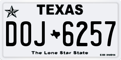 TX license plate DOJ6257
