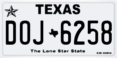 TX license plate DOJ6258