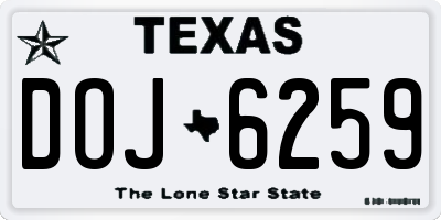 TX license plate DOJ6259