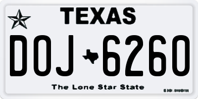 TX license plate DOJ6260