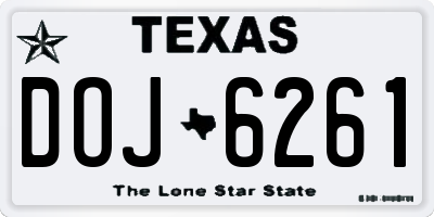 TX license plate DOJ6261