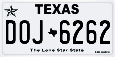TX license plate DOJ6262