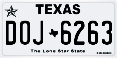 TX license plate DOJ6263