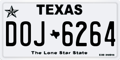 TX license plate DOJ6264