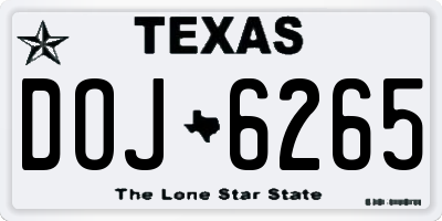 TX license plate DOJ6265