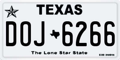 TX license plate DOJ6266
