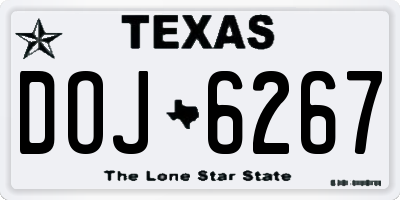 TX license plate DOJ6267