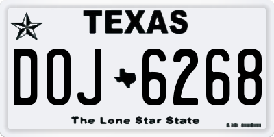 TX license plate DOJ6268