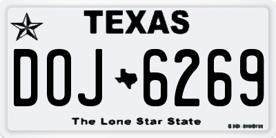 TX license plate DOJ6269