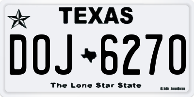 TX license plate DOJ6270