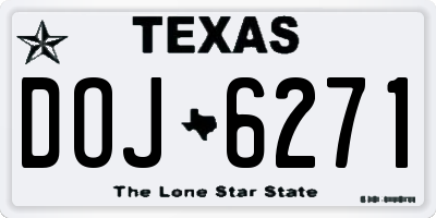 TX license plate DOJ6271