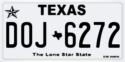 TX license plate DOJ6272