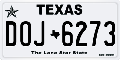 TX license plate DOJ6273
