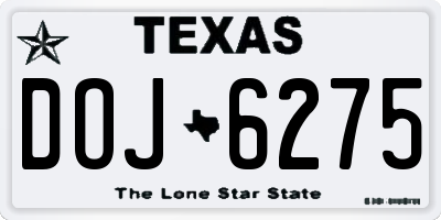 TX license plate DOJ6275