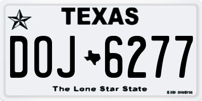 TX license plate DOJ6277