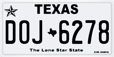 TX license plate DOJ6278